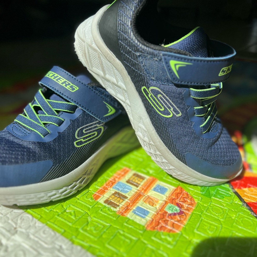Skechers Kids' Blue and Lime Sneakers